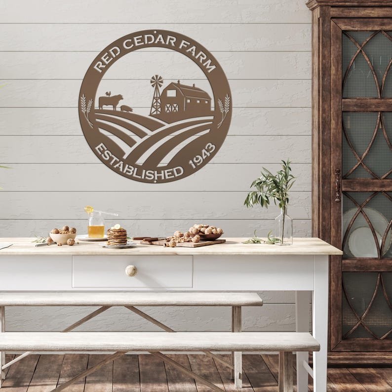Round Custom Farm Sign With Established Date Metal Sign Oil Rubbed Bronze
