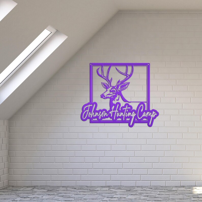 Personalized Deer Hunting Camp Metal Sign - Your Own Wording Purple