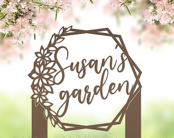 Custom Floral Garden Metal Yard Stake - Your Wording Garden Sign