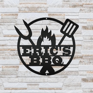 Personalized Grilling Metal Sign, Dads BBQ Wall Decor, Backyard BBQ, Grill Signs & Wall Art, Father&#39;s Day Gift, Gift for Grandpa