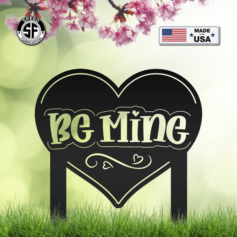 Be Mine Heart Metal Yard Stake Valentine Decor Etsy