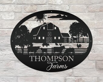 Custom Farm Scene Sign With Cows and Chickens