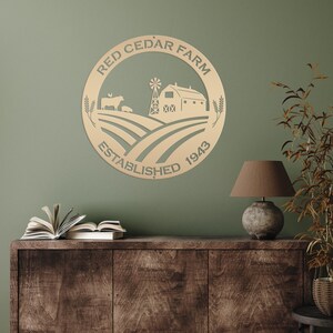 Round Custom Farm Sign With Established Date Metal Sign Gold
