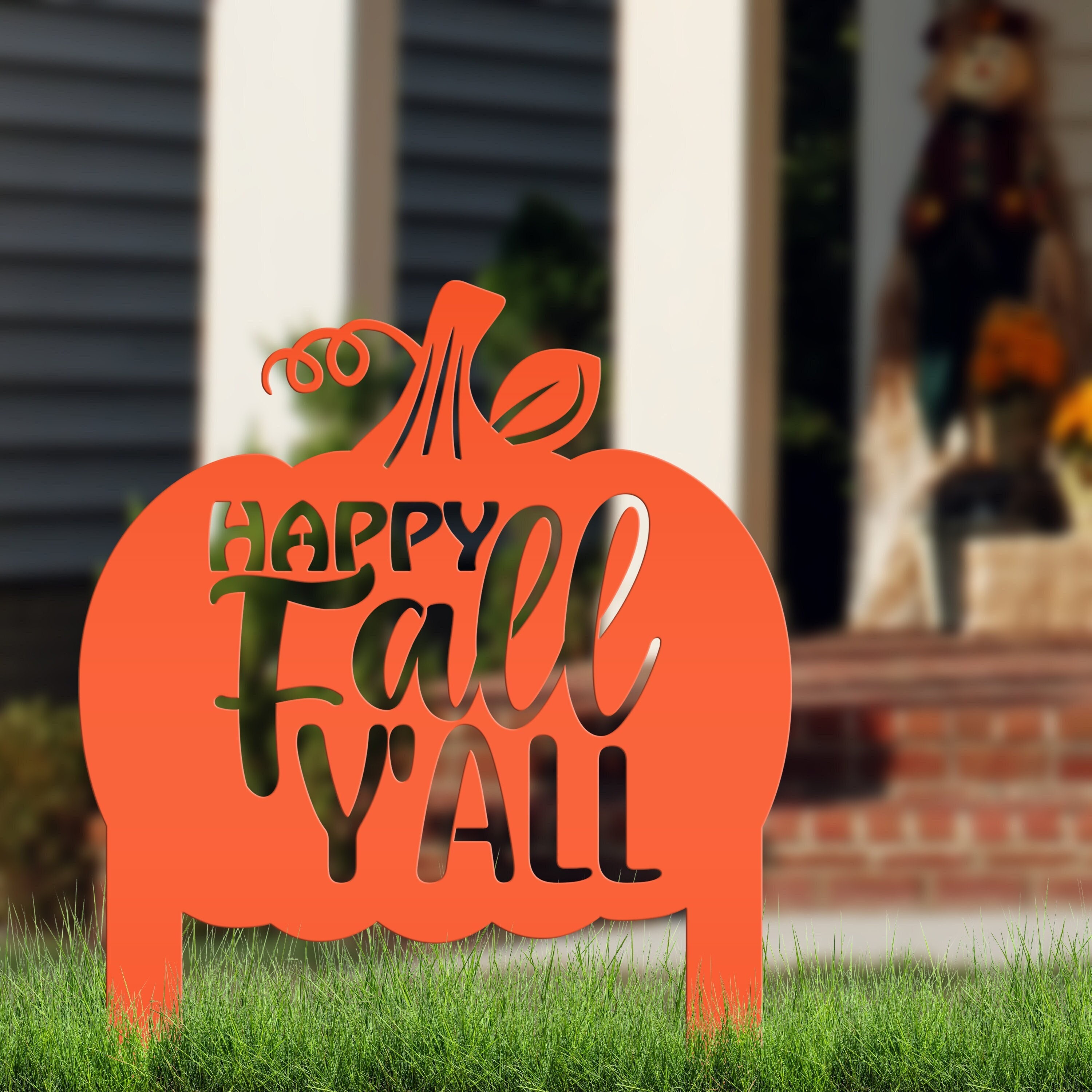 Happy Fall Y'all Pumpkin Metal Yard Stake - Autumn Decor - Etsy