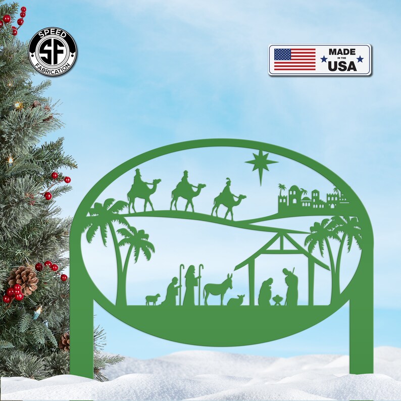 Christmas Nativity Metal Yard Stake Christian Yard Decor Etsy