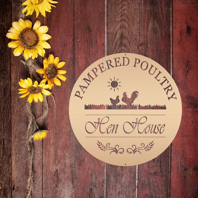 Chicken coup sign, Custom Outdoor Metal Sign for a Chicken run! Gold