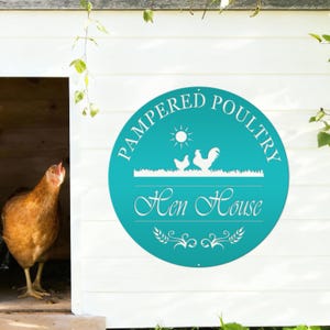 Chicken coup sign, Custom Outdoor Metal Sign for a Chicken run! Teal