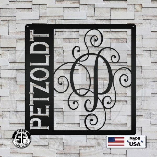 Square Metal Monogram Sign, Wedding Gift, Family Name Sign, Outdoor Name Sign, Couples Gift, Last Name Sign, Anniversary Gift