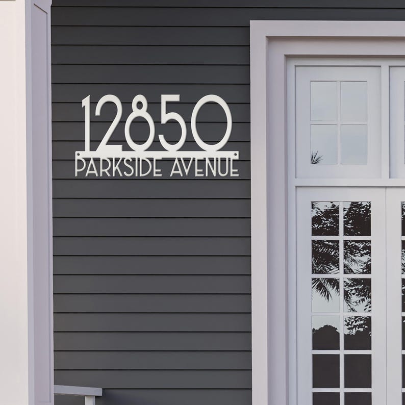 Metal Address Sign - Art Deco House Numbers -front Porch Decor ...