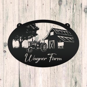 Personalized Tractor and Barn Metal Sign, Family Farm Sign, Personalized Gift