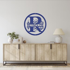 Last Name Metal Monogram Sign - Personalized Wedding Anniversary or Family Name Outdoor Wall Decor - Wreath Hanger - Special Christmas Gift