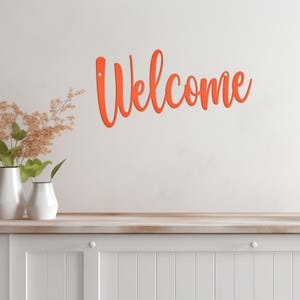Welcome Indoor/Outdoor Metal Sign Orange