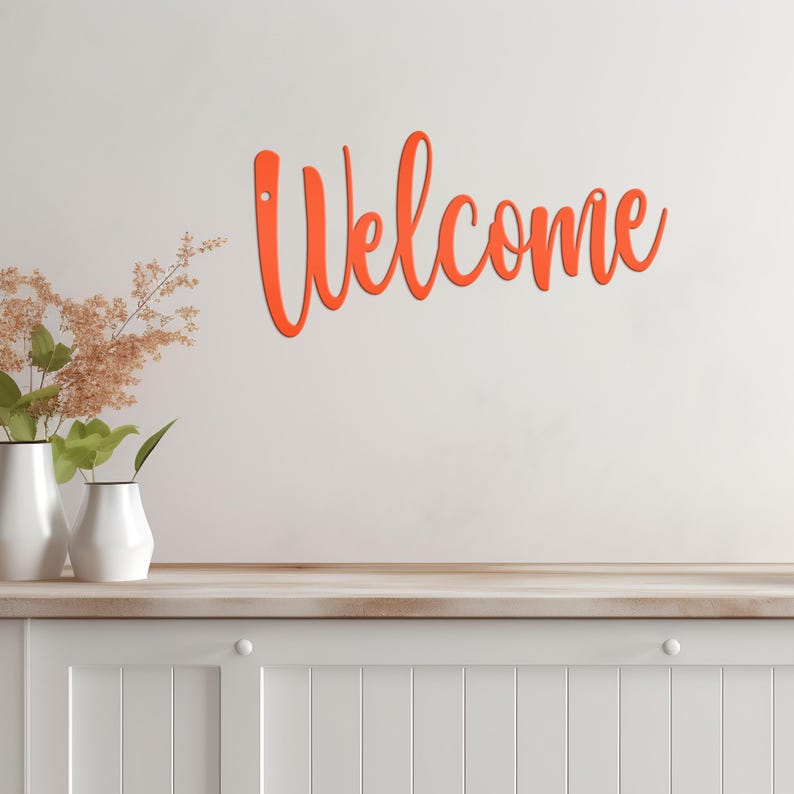 Welcome Indoor/Outdoor Metal Sign Orange