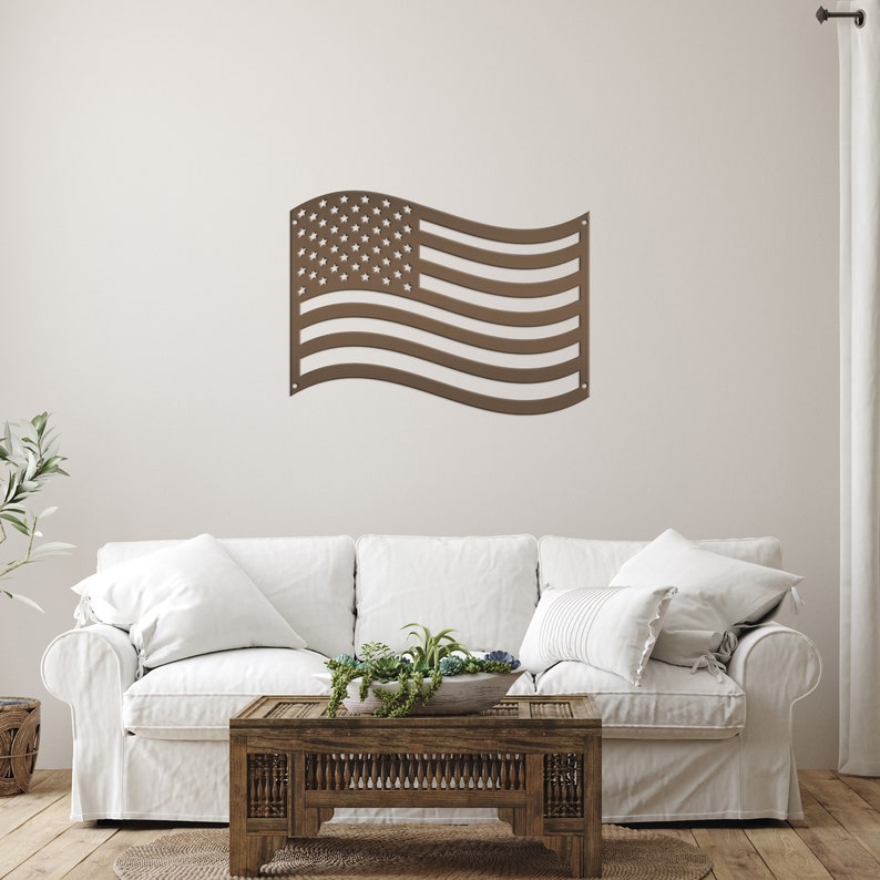 Patriotic American Flag Metal Wall Art – Independence Day Decoration ...