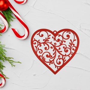 Scrolled Heart Metal Ornament - Christmas Decor