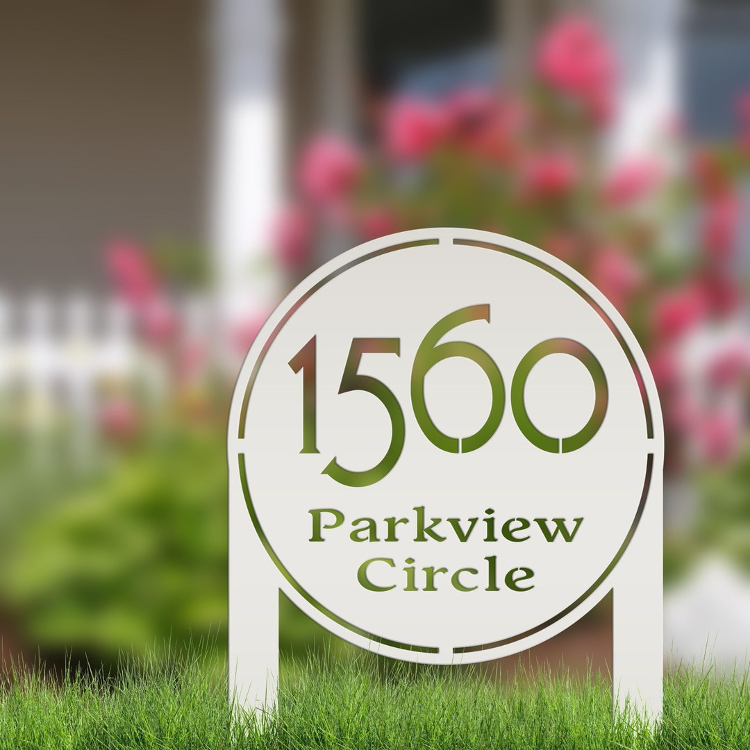 Address Sign Yard Stake, Metal Street Address Sign, Lawn Marker