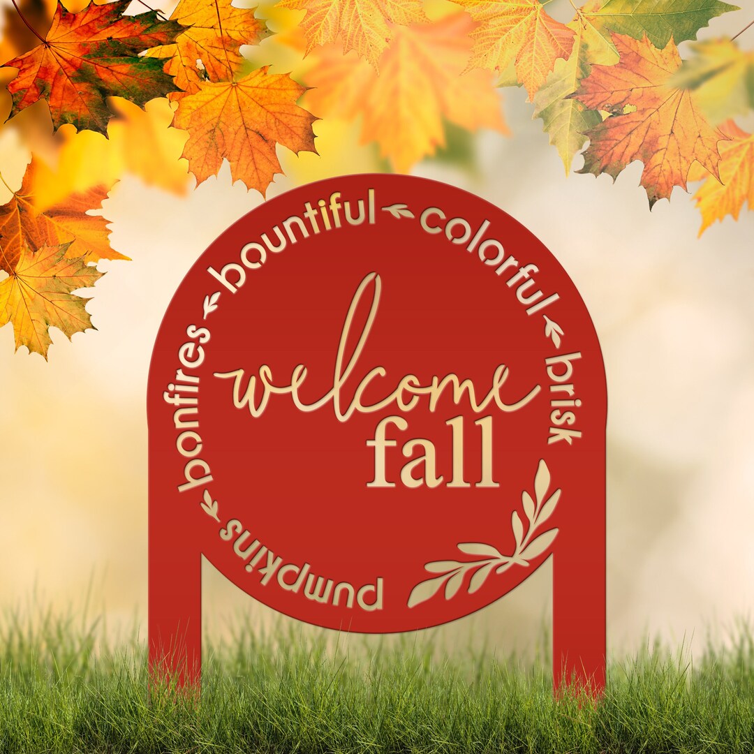 Fall Decor Metal Lawn Yard Stake, Thanksgiving Decoration, Front Porch Greeting