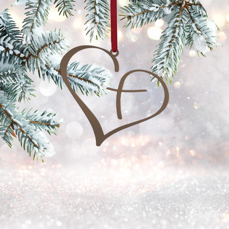 Metal Heart Cross Ornament, Christian Holiday Decor, Gift topper Oil Rubbed Bronze