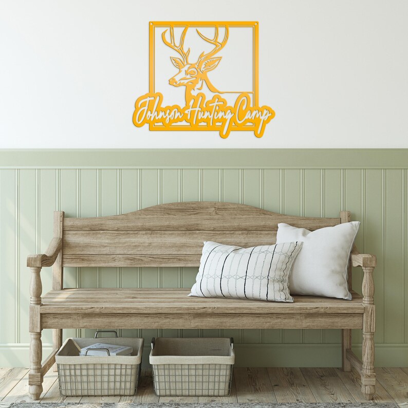 Personalized Deer Hunting Camp Metal Sign - Your Own Wording Yellow