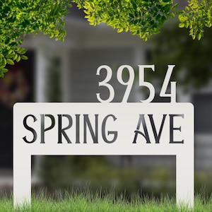 Address Yard Stake Metal Sign, Customized Outdoor Heavy Duty Powder Coated Driveway Marker, Street Name and House Numbers Steel Lawn Stake,