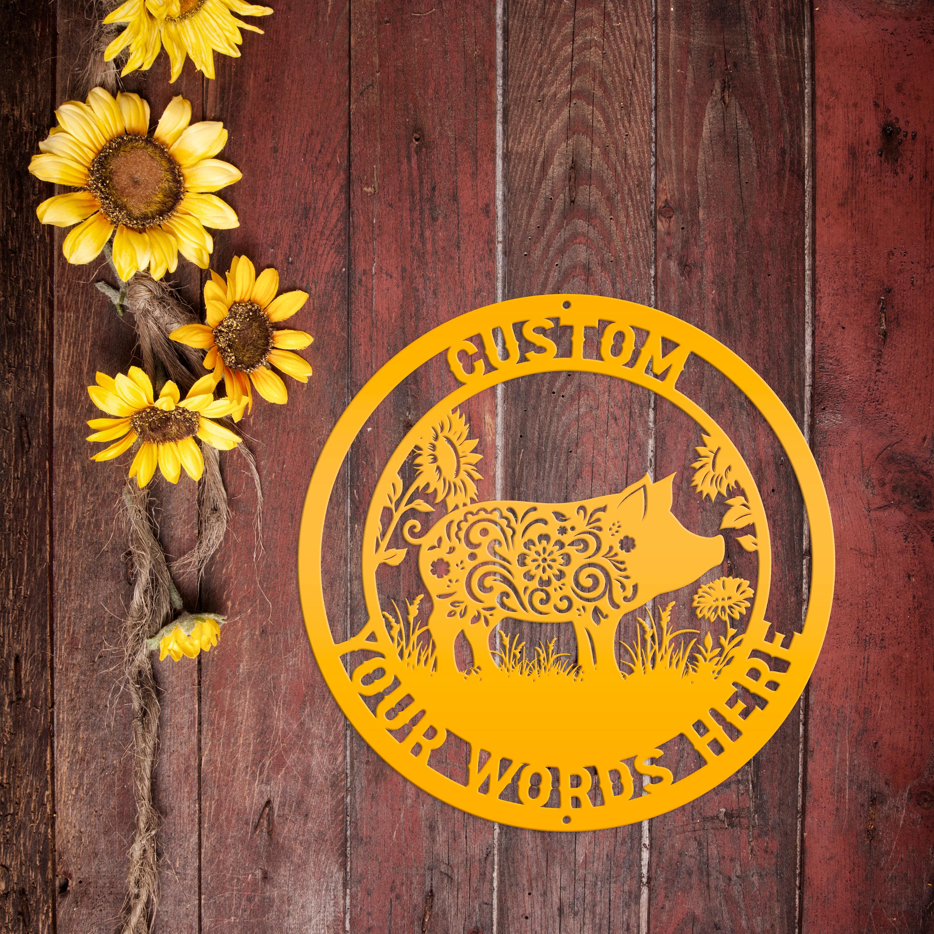 Rustic Animal Sign Metal Pig Sign- Rustic Farmhouse Decor - Custom Wall Hangings ...