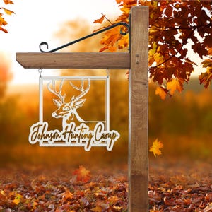 Personalized Deer Hunting Camp Metal Sign - Your Own Wording Matte White