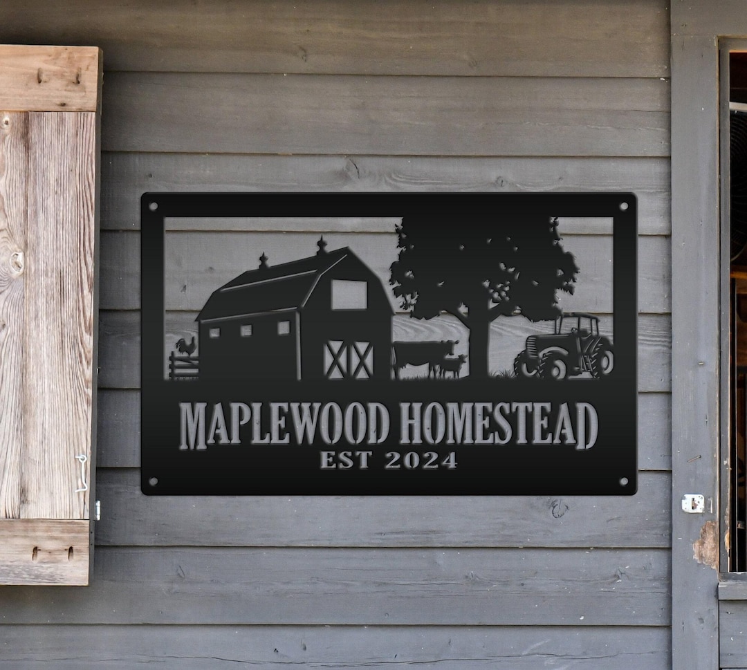 Custom Farm Metal Sign - Personalized Farmhouse Decor - Rustic Entryway ...