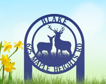 Personalized Deer Address Yard Stake - Custom Deer Sign