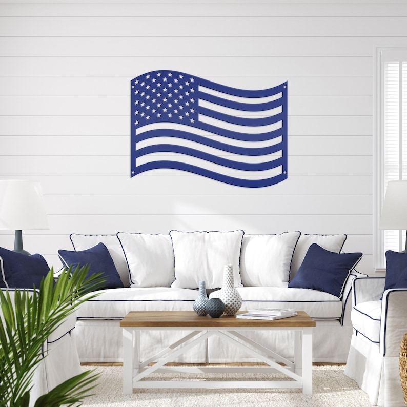 Patriotic American Flag Metal Wall Art – Independence Day Decoration ...