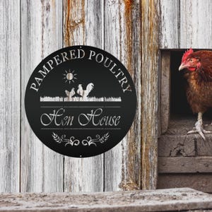Chicken coup sign, Custom Outdoor Metal Sign for a Chicken run! Matte Black