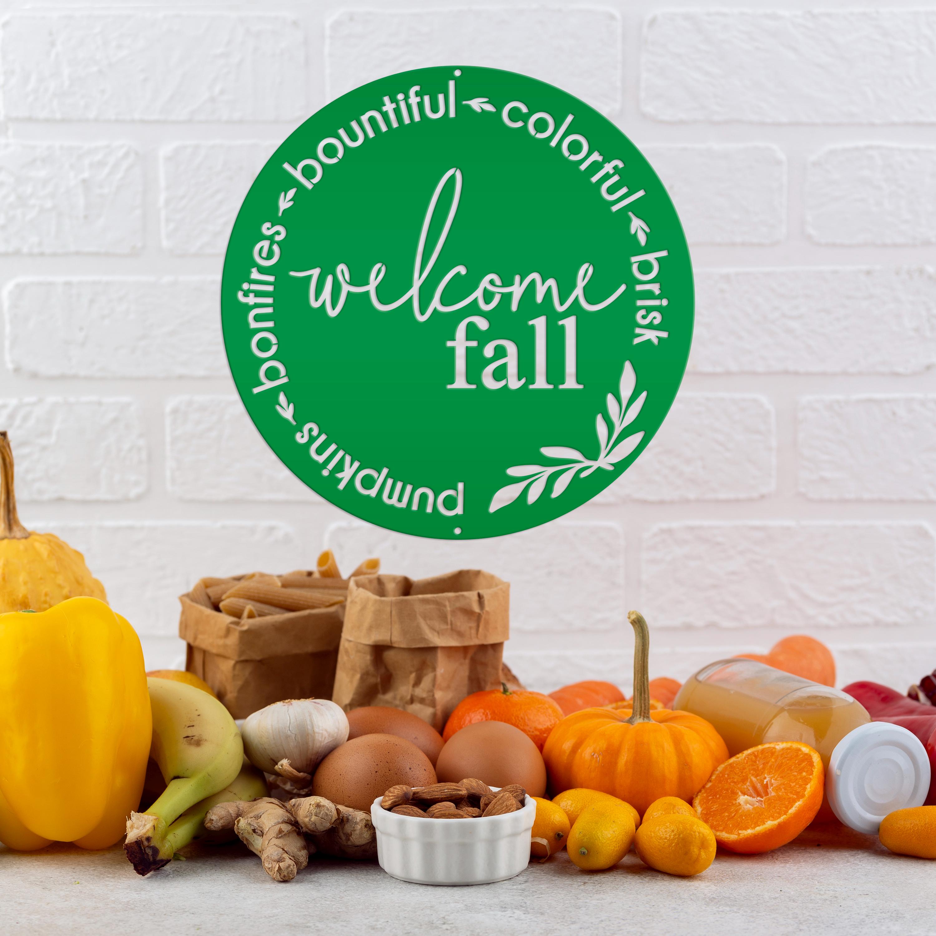 Round Welcome Sign for Fall - Autumn Decor - Door Sign for Fall - Etsy