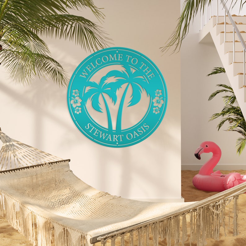 Personalized Tropical Patio or Pool Sign, Custom Tropical Sign image 5