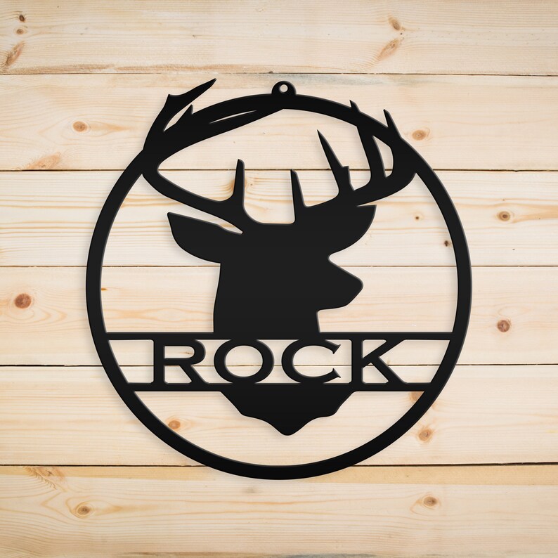 Last Name Deer Monogram Wall Hanging Deer Head Metal Wall