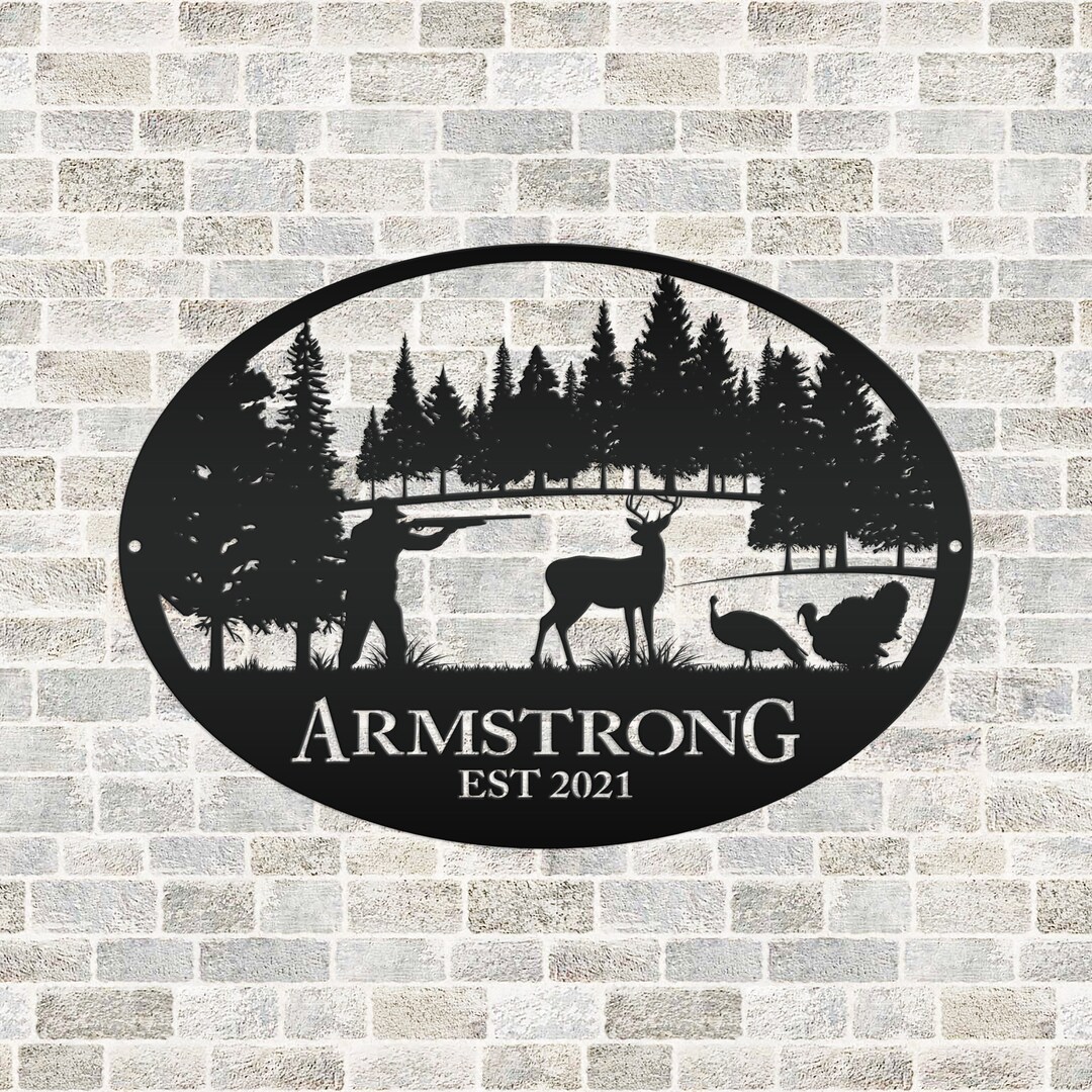 Personalized Turkey and Deer Hunting Scene Sign - Etsy