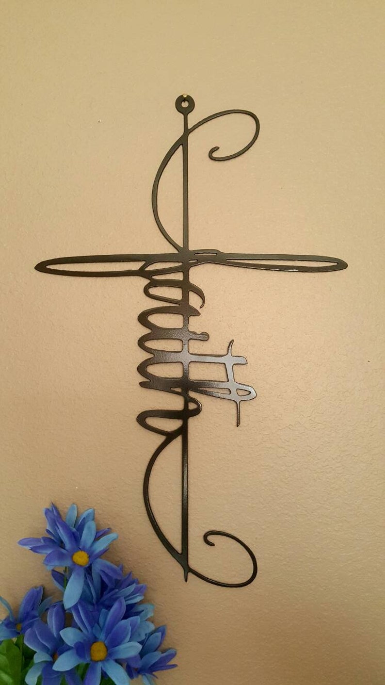 Faith Cross Wall Hanging Metal Sign Faith Christian Wall Art Etsy