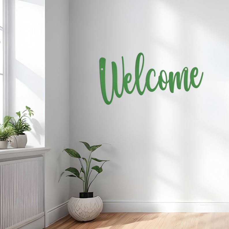 Welcome Indoor/Outdoor Metal Sign Green