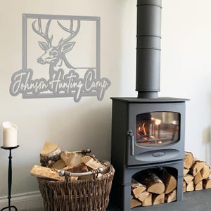 Personalized Deer Hunting Camp Metal Sign - Your Own Wording Silver