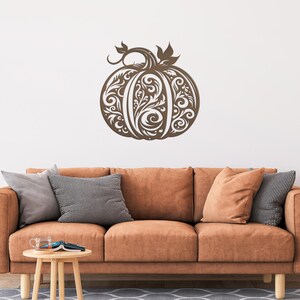 Decorative Scroll Pumpkin Metal Sign - Fall Harvest Decor - Indoor/Outdoor Autumn Pumpkin Signs - Thanksgiving Wall Art - Front Door Decor Oil Rubbed Bronze