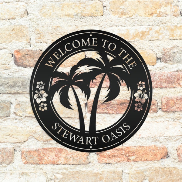 Personalized Tropical Patio or Pool Sign, Custom Tropical Sign