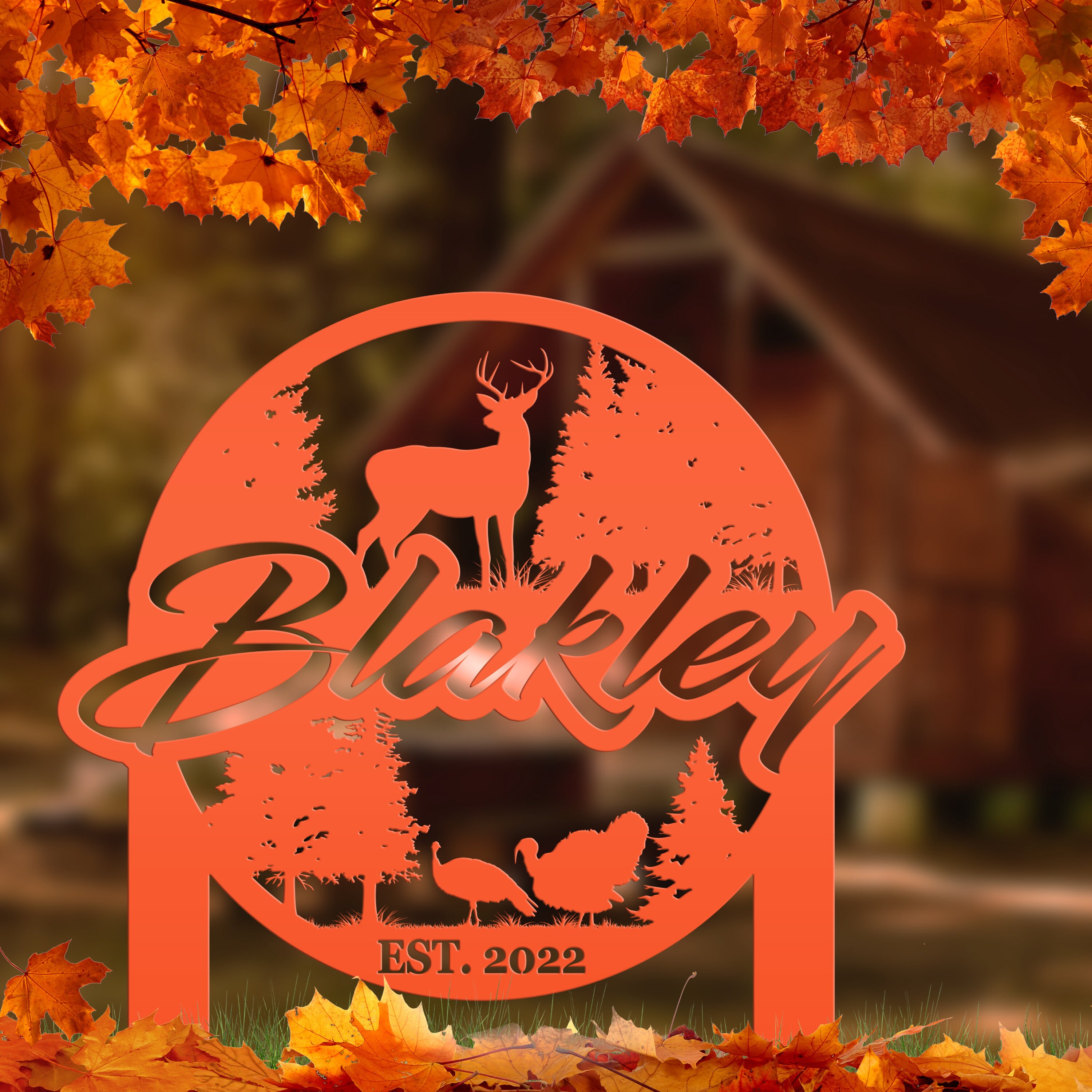 Custom Deer and Turkey Metal Yard Stake Your Wording Custom Etsy