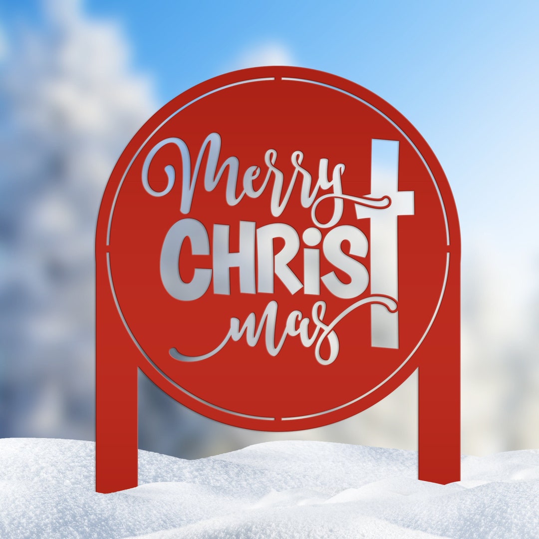 Outdoor Christmas Decor, Christian Yard Decorations, Metal Merry Christ