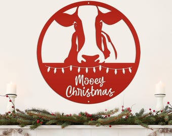 Cow Christmas Front Door Sign, Cute Christmas Decor, Indoor or Outdoor