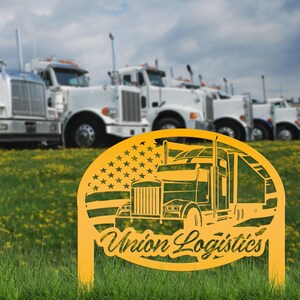 Semi-Truck Yard Stake, Metal Customized Big Rig Decor, 18-Wheeler Trucker Gift, Outdoor Steel Business Sign, Personalized Tractor Trailer image 5
