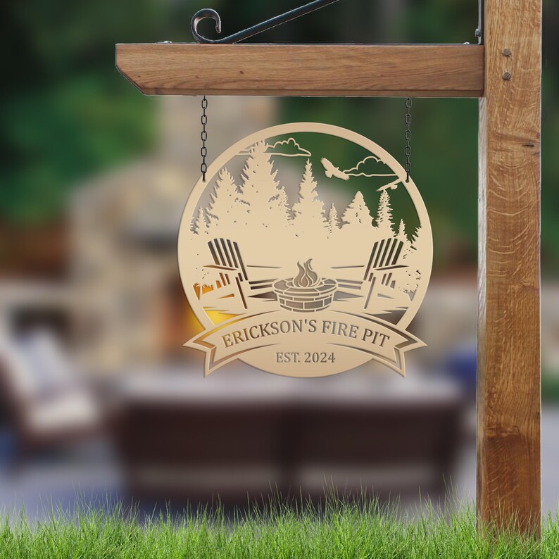 Campfire Sign With Family Name - Rustic Handcrafted Outdoor Decor ...