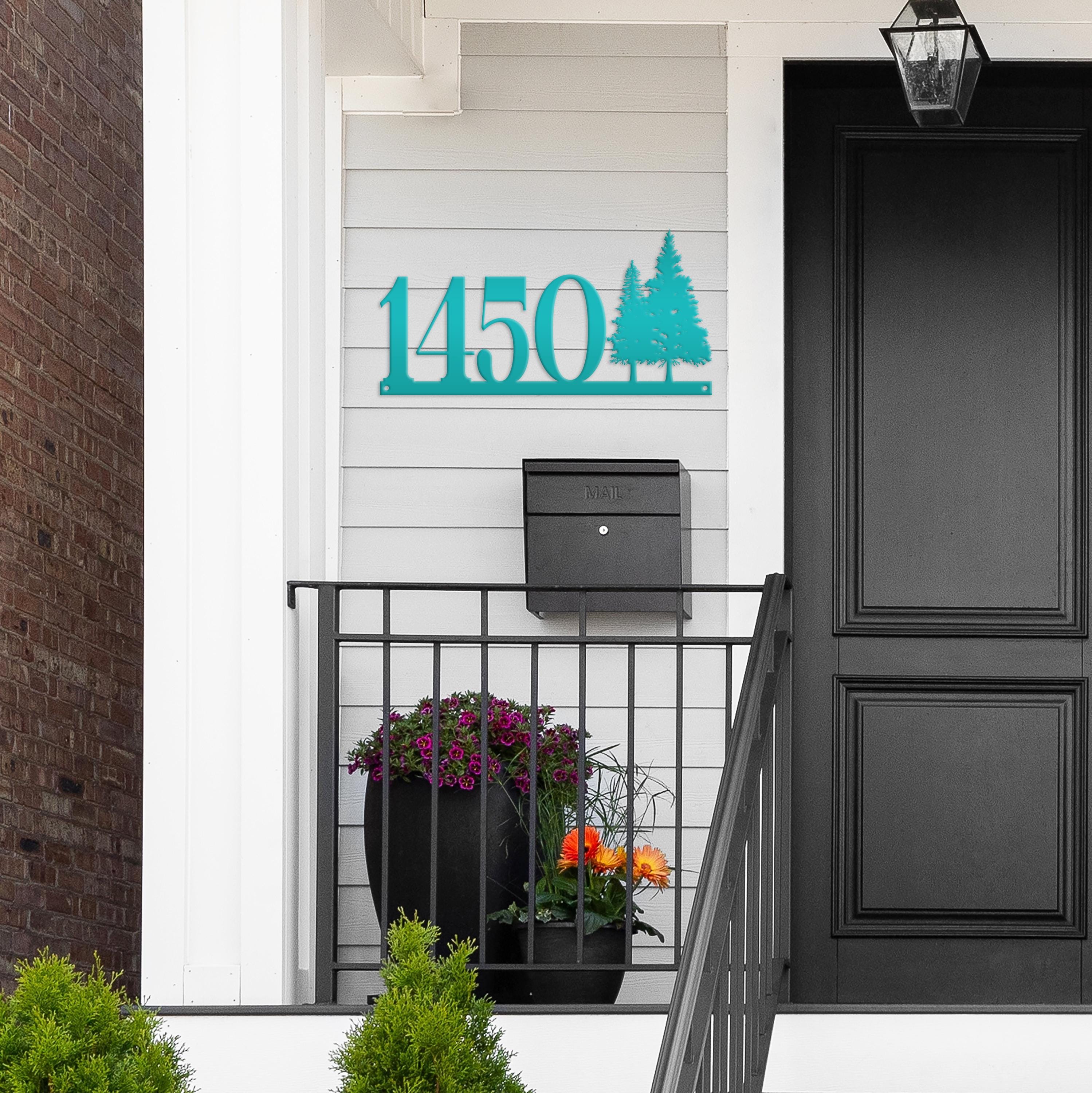 Nature-inspired Metal Address Sign - Rustic Pine Tree Design - Unique ...
