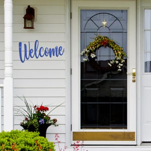 Welcome Indoor/Outdoor Metal Sign Blue