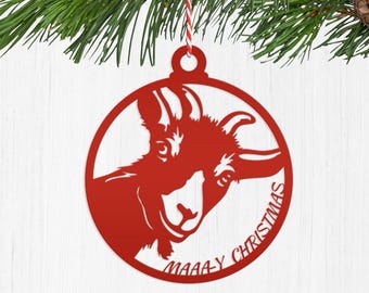 Goat Ornament, Metal Christmas Ornament Featuring a Goat, Farm Animal Ornaments