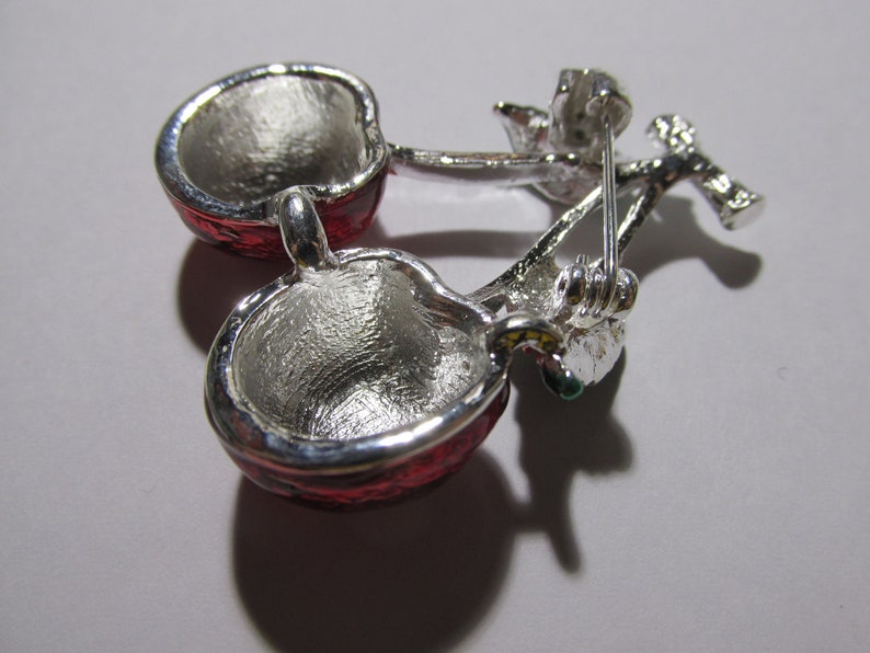 1 12 A Couple of Red Cherries Metallic Brooch