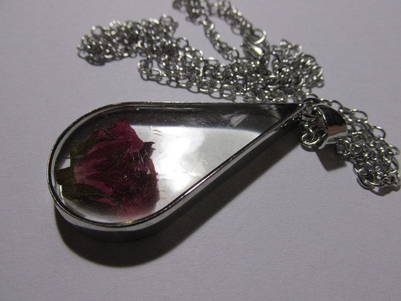 Dried Red Rose Pendant Necklace 24