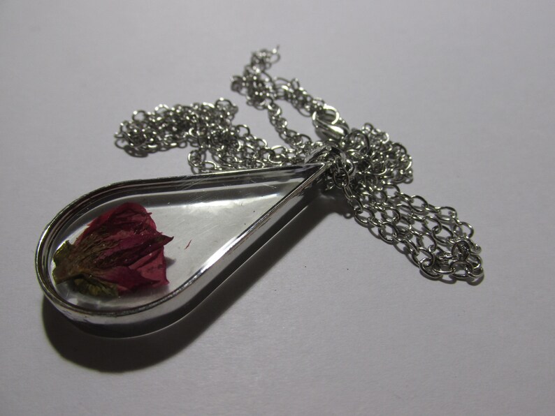 Dried Red Rose Pendant Necklace 24